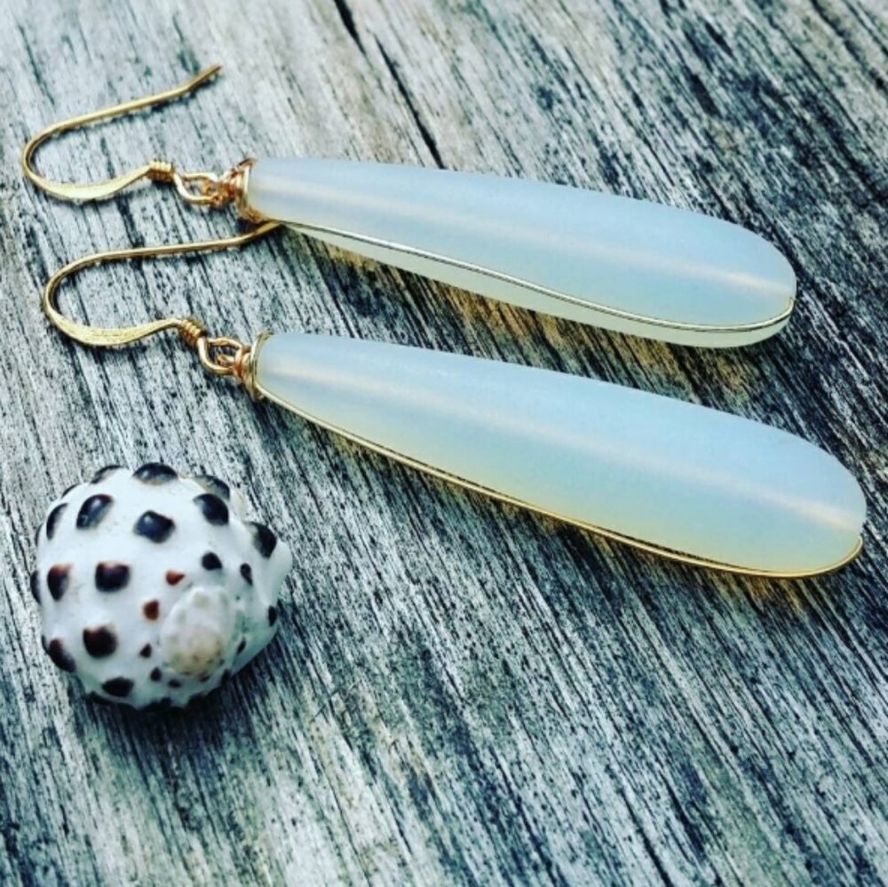 Opal Seaglass Earrings